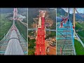 Close-up of construction of bridges across mountains in China