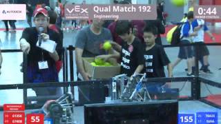 VEX Worlds 2016 - VRC High School - Engineering - Qual 192 (6135K 6740B) 185 vs 282 (7682E 169A)