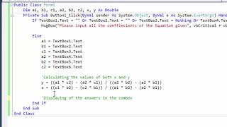 Simultaneous Equation Calculator with Visual Basic