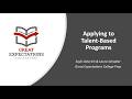 Applying to Talent Based Programs
