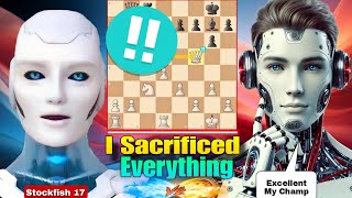 Stockfish 17 BRILLIANTLY SACRIFICED His Queen Against The Strongest Chess Engine | Chess Strategy