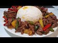 ethiopian food የተቀመመ ጥብስ በሩዝ አሰራር ምግብ አሰራር ጥብስ አሰራር migb aserar rice with meat