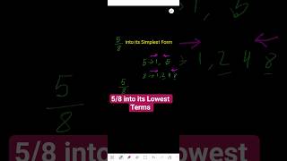 Simplify 5/8 into its Simplest Form/Lowest Terms/Reduced Form