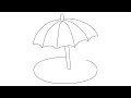 how to draw beach with umbrella emoji step by step for beginners