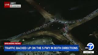 Natural gas leak shuts down all lanes of 5 Freeway in Castaic