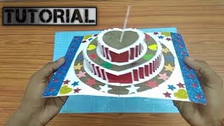 TUTORIAL OF 3D POPUP CAKE CARD / HOW TO MAKE POPUP CAKE CARD FOR BIRTHDAY