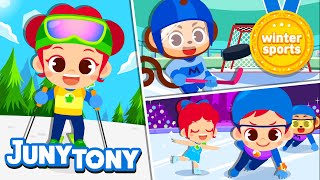 ❄Winter Sports | ⛷🏒🥌Figure Skating, Ski Jumping, Ice hockey, Luge! | Sport Songs for Kids | JunyTony