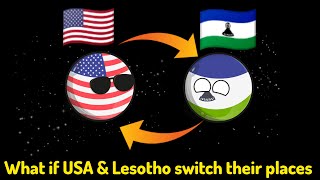 What if USA and Lesotho switch their places#countryball #usacountryball #map#countryballs