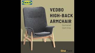 IKEA VEDBO High-Back Armchair, Gunnared Dark Grey - onepoint.pk