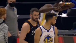 Kevin Love having some fun with Dray and Steph Curry | Warriors vs Cavaliers