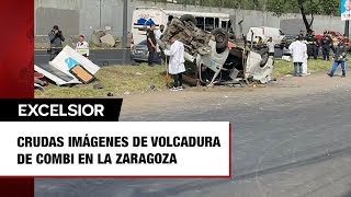 Crudas imágenes de volcadura de combi en la Zaragoza