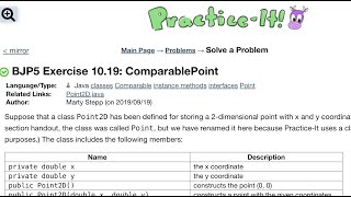 Java Practice It | Exercise 10.19: ComparablePoint | classes, comparable, instance methods