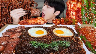 MUKBANG | 직접 만든 오이고추 김치 레시피 & 짜파게티, 한우 소고기 구이, 계란 먹방 | RECIPE KOREAN HOME FOOD