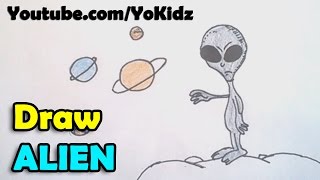 How to draw an Alien - Step by step
