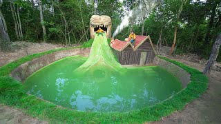 Survival Girl Build And Update Water Slide To Underground Swimming Pool House By Clever Fastest