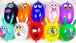 Making slime with funny balloons.lage slim, ballonger, bobler,Lag slim med følelsesballonge