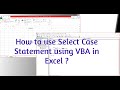Visual Basic Application - How to use Select Case Statement in VBA?