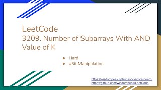 【每日一题】LeetCode 3209. Number of Subarrays With AND Value of K