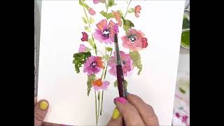 Watercolor Hollyhocks! A fun little springtime flower to paint