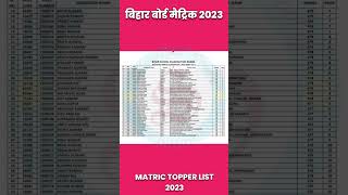 Bihar board matric topper list 2023: Matric topper list 2023| मैट्रिक टॉपर लिस्ट 2023