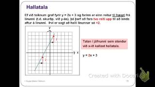 9b Algebra17c - Hallatala og skurðpunktur við y-ás