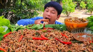 ลาบเป็ดต้มยำพวงไข่แกล้มมะระผักสดแซ่บอีหลีครับพี่น้องMUKBANG EATING SHOW/โก้อีสานพาแดก