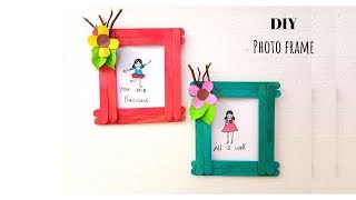 Easy DIY Photo Frame Making with Popsicle or Ice Cream sticks Photo Frame Tutorial Aloha Crafts