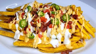 loaded plantain fries| bacon, ranch, cheese | recipe