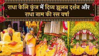 राधा केलि कुंज में दिव्य झूलन दर्शन और राधा नाम की रस वर्षा // 12/08/24