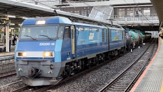 【4K】JR貨物EH200形14号機＋タキ6B（両）＋コキ5B（両）が通過するシーン（臨8763レ・高A214・その他）