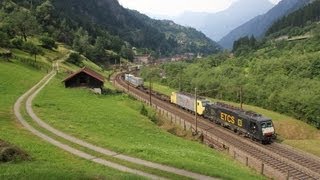 Bahnverkehr am Gotthard - 189 115 ETCS und Captrain Dreifachtraktion