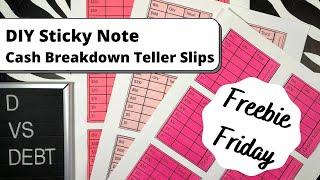 DIY Bank Teller cash breakdown sticky notes to use for cash envelope budgeting