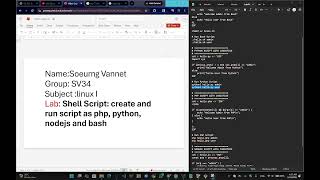 Shell Script: create and run script as php, python, nodejs and bash