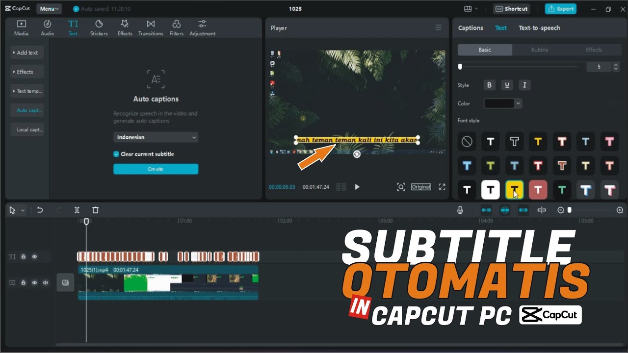 CARA MENAMBAHKAN SUBTITLE SECARA OTOMATIS DI CAPCUT PC - YouTube