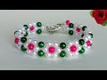 Easy beaded flower bracelet || How to make beaded bracelets || Easy flower bracelet tutorial