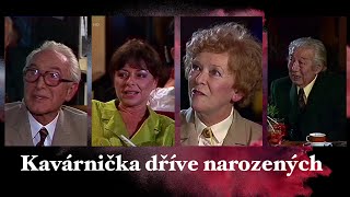 Kavárnička dříve narozených ❖ J. Pixa, K. Burianová-Rajmontová, J. Froňková a M. Holub (1987)