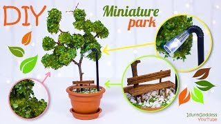 DIY Miniature Park In A Flower Pot – How To Make Miniature Tree, Street Light, Bench