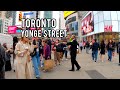 Toronto Saturday Yonge & Dundas Square, Downtown Walking Tour Canada 4k