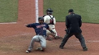 MIN@CLE: Indians challenge play, call confirmed