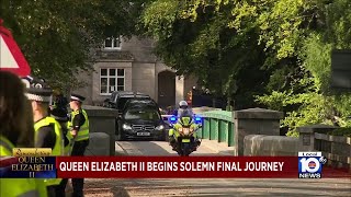 Queen Elizabeth II's procession to Scotland begins