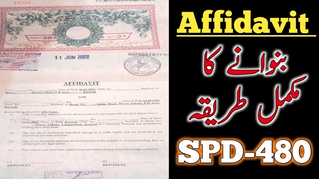 How To Make An Affidavit |Affidavit Format| #SPD-480 #SindhPolice # ...