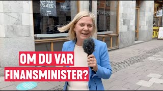 Magdalena Andersson snackar budget på stan