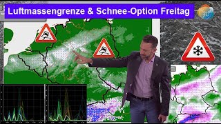 Luftmassengrenze in der Mitte und im Norden mit viel Glätte! Schnee-Optionen für Freitag im Süden.