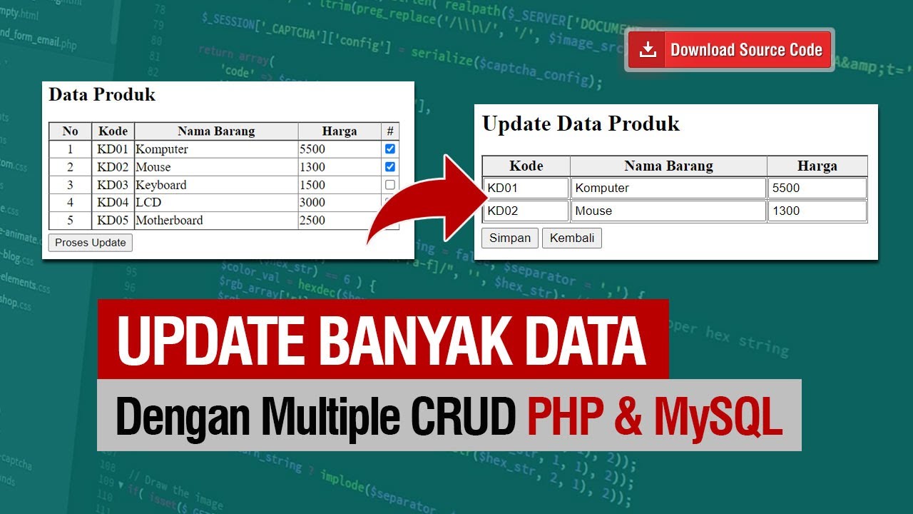 Cara Update Banyak Data Dengan PHP Dan MySQL - Multiple CRUD #2 - YouTube