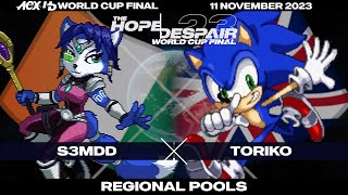 s3mdd (Krystal) vs Toriko (Sonic) - Pools - 2023 H/D WORLD CUP FINAL