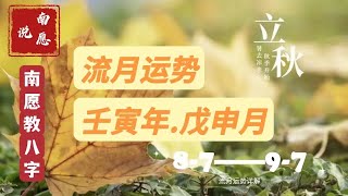 #月运#戊申月 壬寅年戊申月（2022.8.7-2022.9.7） 金能量登场！｜南愿教你学八字