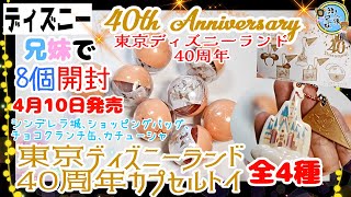 開封unboxing　4月10日発売！東京ディズニーランド40周年記念グッズ　カプセルトイ　全4種　兄妹で8個開封　【東京ディズニーランド40周年記念】【ガチャガチャ】