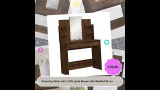 Dressing Table with LED Lights Brown Oak 96x40x142 cm