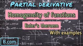 Business Maths | B.com | Year 2 | Sem 4 | Partial Derivatives|Homogeneous functions| Euler's theroem
