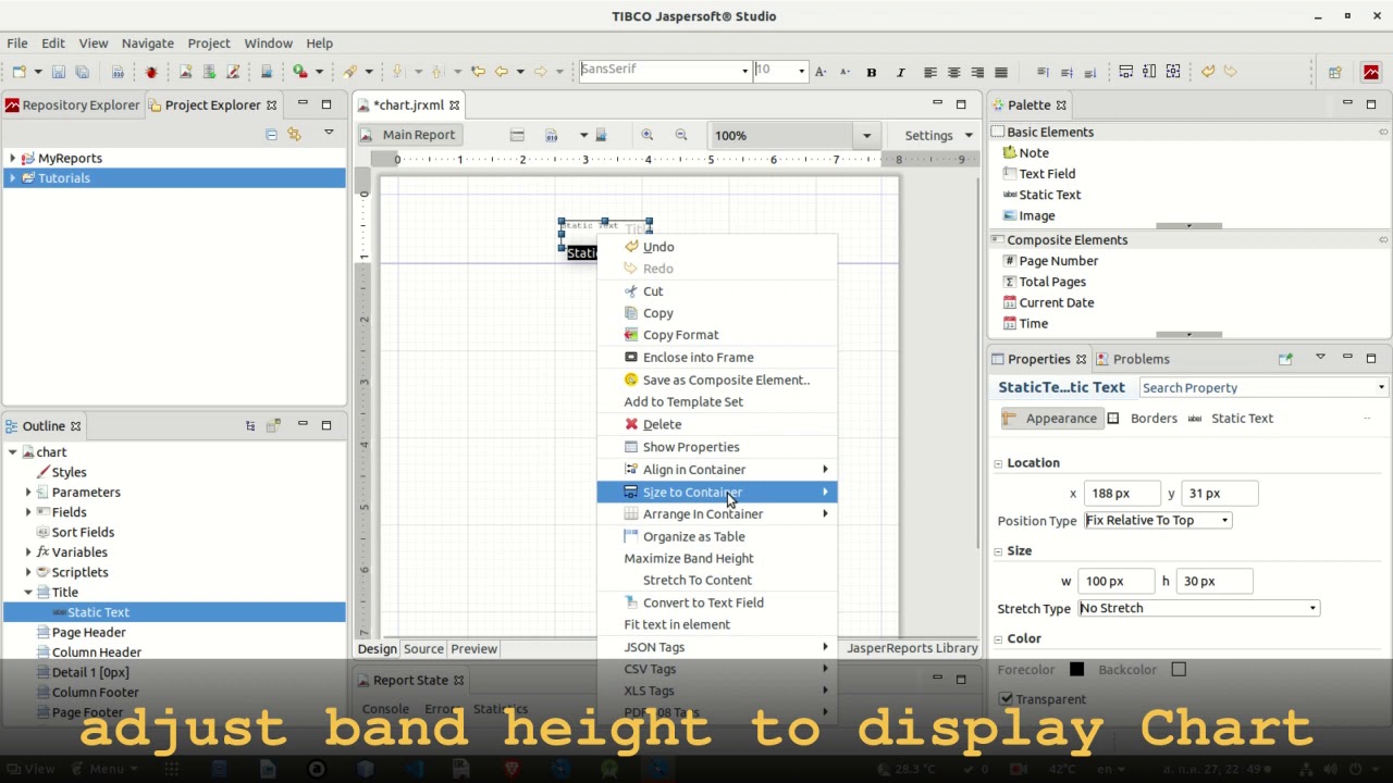 Jaspersoft Studio Using Chart In Report Youtube